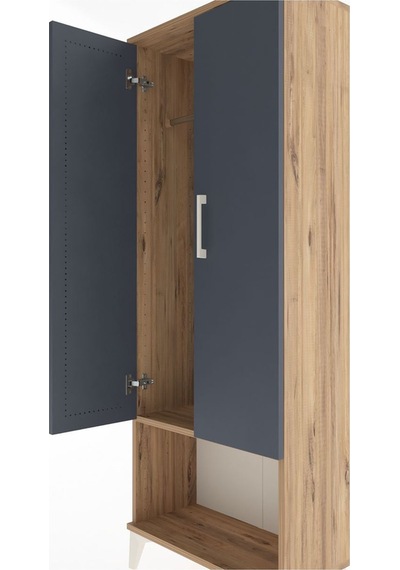 Arges Dolap Tek Raflı 2 Kapaklı Tek Askılı 60x30x163 Çam-antr... Çam