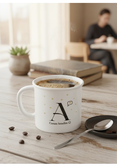 Porselen Kupa Harfli 250 Ml Beyaz