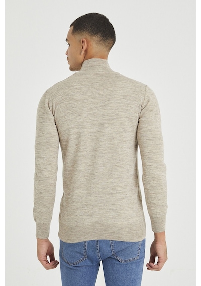 Taş Erkek Slim Fit Yarım Balıkçı Yaka Akrilik-pamuk Karışımlı Basic Triko Kazak Taş