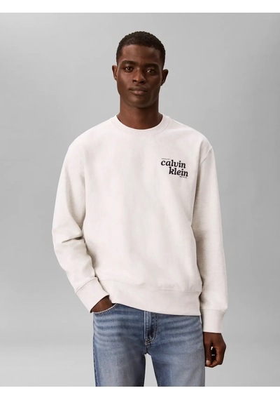 Calvin Klein Ls Premıum Terry Grp, P74 Krem Erkek Sweatshirt