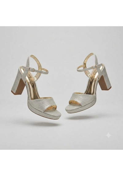 Kindep Park Moda Tek Bant Platform 1 Cm Kadın Topuklu 8 Cm Ayakkabı Altın