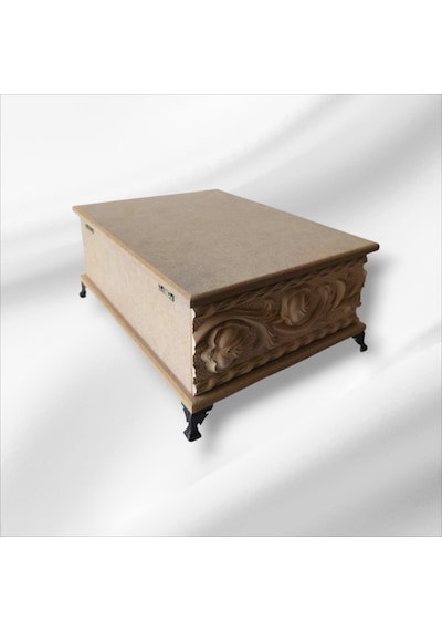 Ahşap-boyanabilir Ham Mdf-çiçek Desenli-çok Amaçlı Dekoratif Kutu
