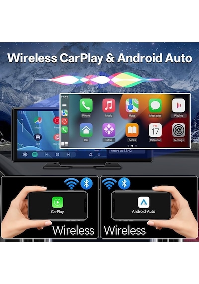 Araba Dvr Ekran, 10.26 İnç Ips Ekran, Kablosuz Carplay Ve Android Auto, 170 Ön Kamera