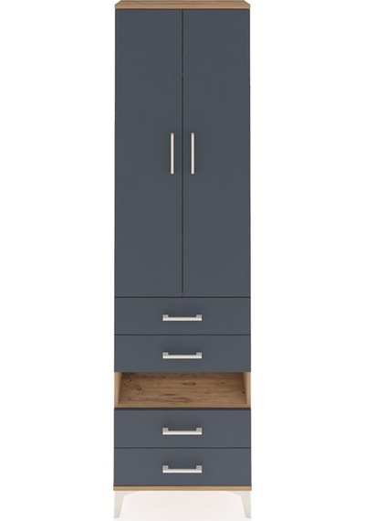 Arges Dolap 3 Raflı 4 Çekmeceli Tek Askılı 60x30x221 Çam-antr... Çam
