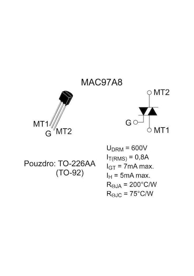 Mac97A8 - To92 0.6A 600V Triyak