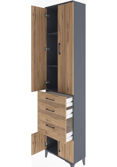 Arges Dolap 3 Raflı 3 Çekmeceli 4 Kapaklı 60x30x243 Antrasit-çam Antrasit Arges Dolap 3 Raflı 3 Çekmeceli 4 Kapaklı 60x30x243 Antrasit-çam Antrasit