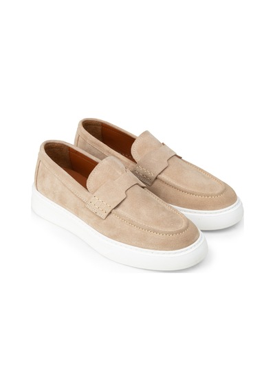 Deery Erkek Hakiki Süet Bej Loafer Ayakkabı - 02043mbejp03