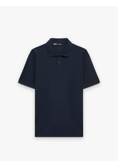 Koton Pamuklu Regular Fit Kısa Kollu Düğmeli Polo Yaka Tişört Lacivert 6sam10290mk