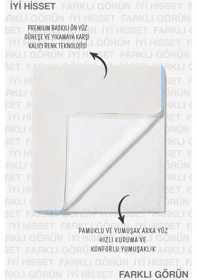 Modern Tipografik Mavi Beyaz Plaj Havlusu - Minimalist Yazı Temalı Hızlı Kuruyan Mikrofiber Havlu Keten Tınısı