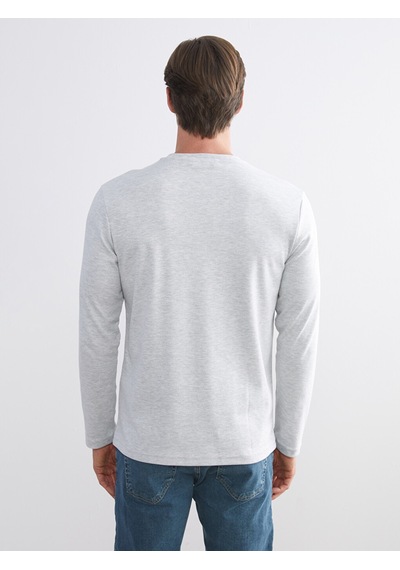 LC Waikiki Lc Waıkıkı Bej Bisiklet Yaka Baskılı Erkek Sweatshirt