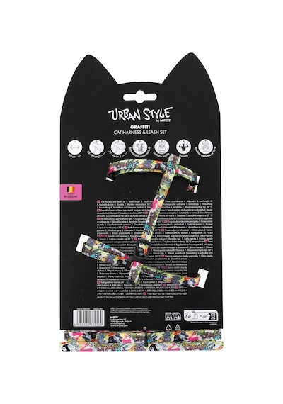 Urban Style Graffiti Kedi Göğüs Tasması Set