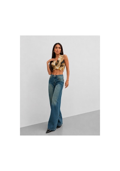 Bluemarlin Tam Kalıp Yeşil Tintli Denim/kot Bol Paça Jeans Pantolon Yeşil Tintli