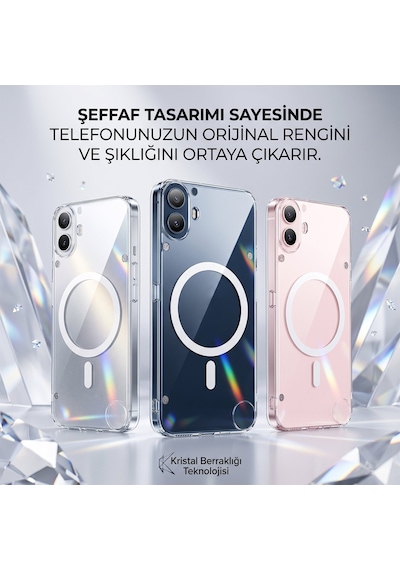 Caseonn Nothing Cmf Phone 1 Kılıf Kablosuz Şarj Özellikli Sararmaz Kristal Sert Kapak Şeffaf