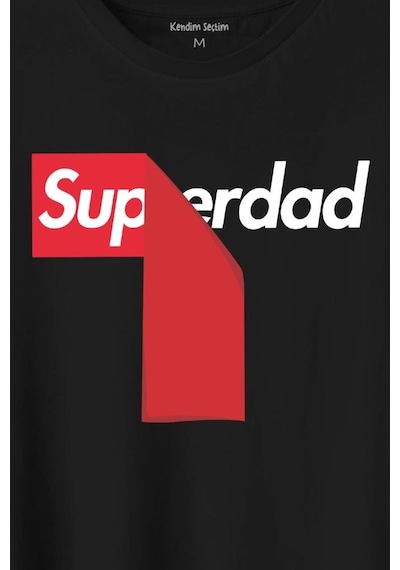 Superdad Etiket Süper Baba Baskılı Tişört Unisex T-shirt 001