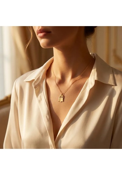Hayalet Kolye, Gold Minimalist Hayalet Figürlü Kolye, Sevimli Halloween Takısı, Kadınlara Özel Rose Gold
