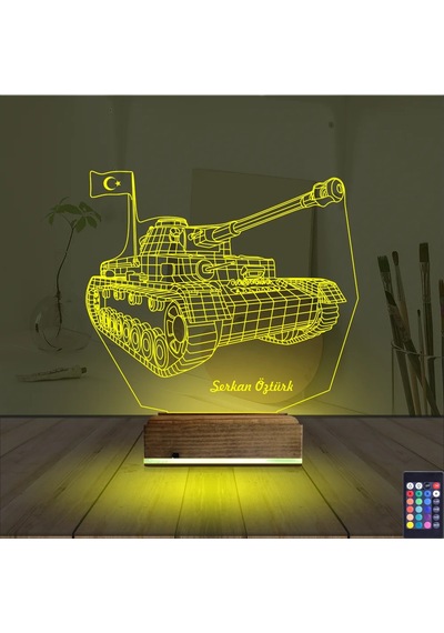 Luvivia Tank Tankçı Asker Kişiye Özel 3d Lamba - Masa Gece Lambası Şeffaf