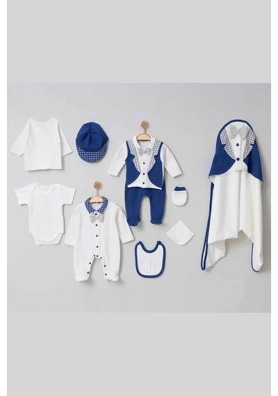 Mini Cayzen Bebek Papyonlu Erkek Çocuk Onlu Indigo Kutulu Beyaz - Lacivert