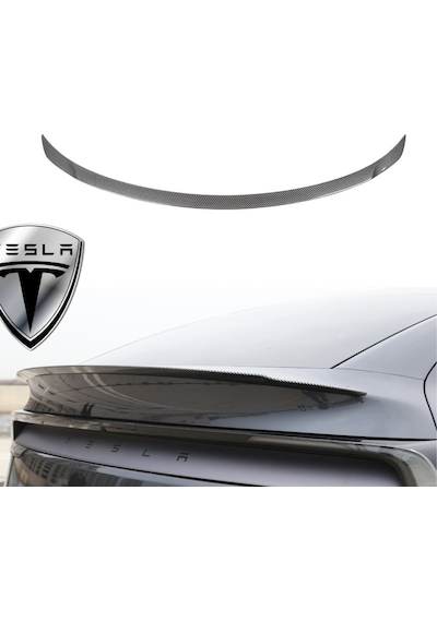 Tesla Juniper Arka Tampon Pro Tip Spoyleri Spoiler Parlak Karbon Kaplama Siyah