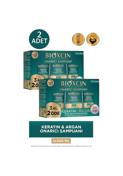 Keratin Ve Argan Onarıcı Şampuan 300 Ml - 3 Al 2 Öde 2 Adet