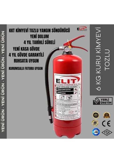 Yangın Söndürme Tüpü Ruhsata Uygun 6 Kg Kkt Kimyevi Tozlu Söndürücü