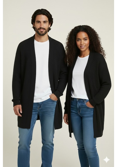 Youknitwear You Stayles %100 Pamuk Kadın Triko Hırka Siyah