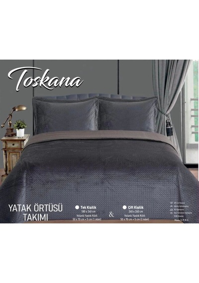Nivemeshome Yatak Ötüsü Tek Kişilik 180x240 Antrasit Toskana Antrasit