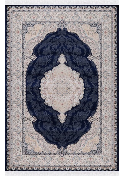Royal Heritage Exclusive: Sanat Eseri Dokusunda Lacivert Madalyon Salon Halısı