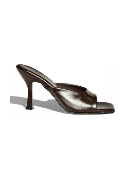 Fox Shoes S590033160 Kahverengi Rustik İnce Topuklu Kadın Terlik Kahverengi