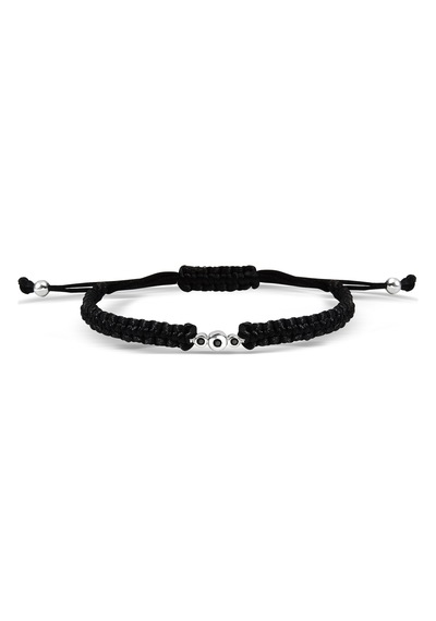 Kuyumcudukkani "siyah Tektaşlı"makrome İpli Bileklik- 40011-w-blk Beyaz
