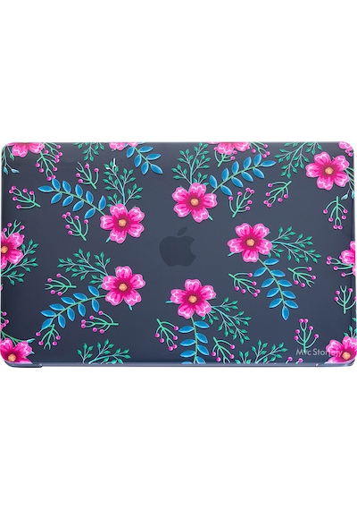 Apple Uyumlu MacBook Pro Kılıf 13 İnç M1-m2, Flower01nl Type-c'li Model A2338 A2289 A2251 A1706-08 A1989 A2159 İle Pembe Mavi