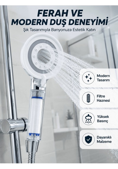Lexroo Mineral Taşlı Filtreli Duş Başlığı Güçlü Su Basınçlı Banyo Diğer