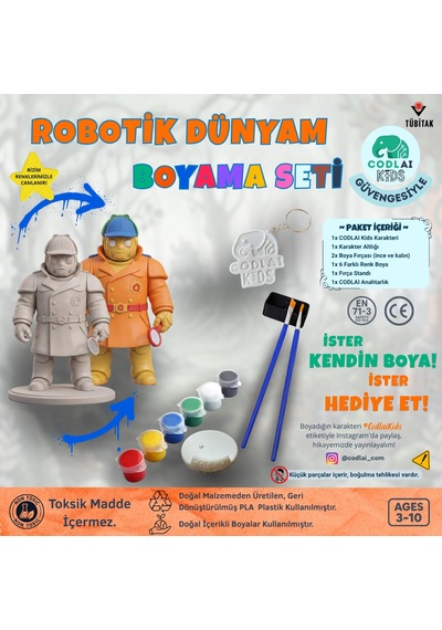 Codlaı Kids Robotik Dünyam 3d Boyama Seti - Çocuklar İçin Eğitici Yaratıcı Oyuncak Boyama Kiti - Dedektif Robot