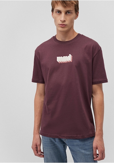 Mavi Logo Baskılı Bordo Tişört Loose Fit / Bol Rahat Kesim 0612358-70260 Kahverengi-70260