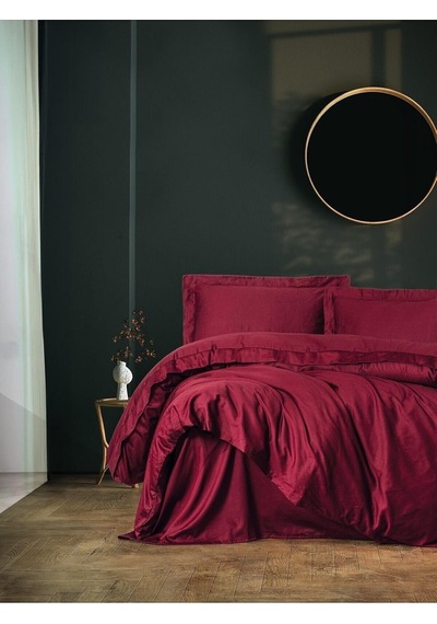 8680108072066 Elegant Saten Çift Kişilik Nevresim Takımı Bordo,200 X 220 Bordo Genel