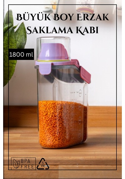 Contalı Sızdırmaz Erzak Saklama Kabı / 1800 Ml / Pembe - Tekli Pembe