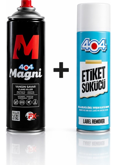 404 Magni Yangın Söndürücü Sprey + 404 Etiket Sökücü Set Çok Amaçlı Temizlik Ve Güvenlik Paketi