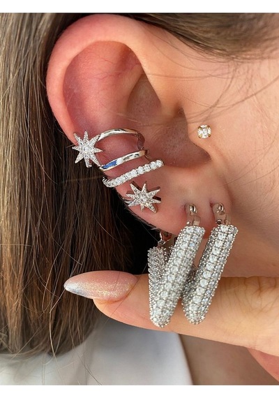 Kutup Yıldızı Altın Kaplama Kadın Earcuff Kıkırdak Küpe 001