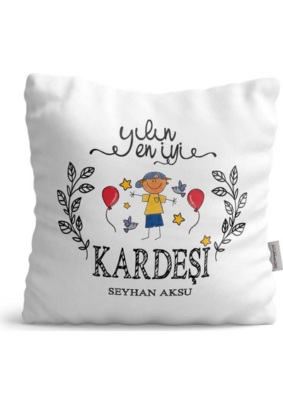 Kişiye Özel Yılın En Iyi Kardeşi Saten Yastık - 2