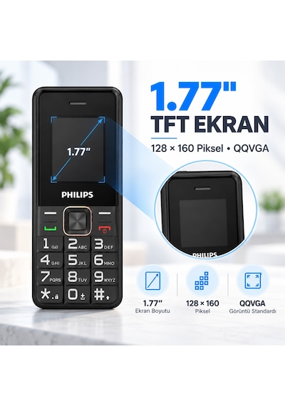 Philips Xenium E6105 4G Tuşlu Cep Telefonu Çift SIM Kartlı 1000 mAh Type-C Bluetooth FM Radyo
