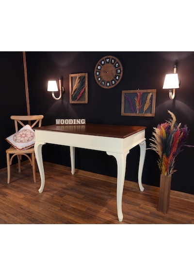 Wooding-Mobilya Wooding 100 Cm Masif Krem Ceviz Yemek Masası