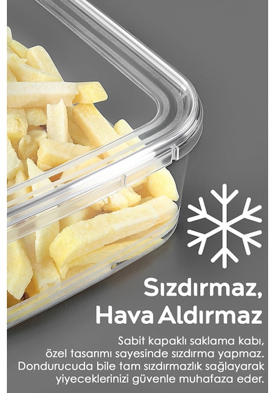 10 Adet Sızdırmaz Kendinden Kapaklı Derin Dondurucuya Uygun Saklama Kabı Düzenleyici Erzak Kabı 2 Lt Şeffaf
