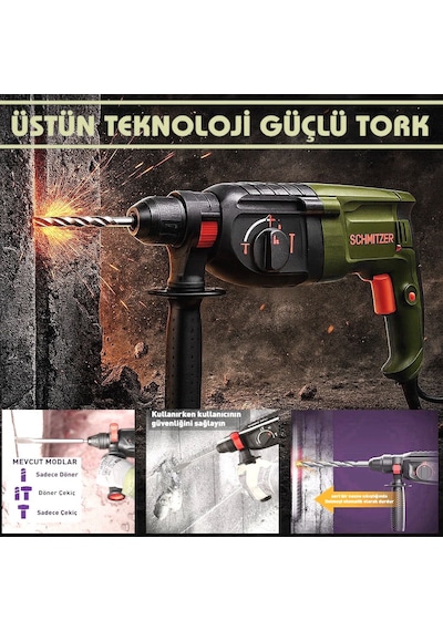 Schmıtzer Sch-2603s Pro 850 W Sds Plus Metal Şanzuman Profesyonel Darbeli Matkap Kırıcı Delici 26mm Hilti