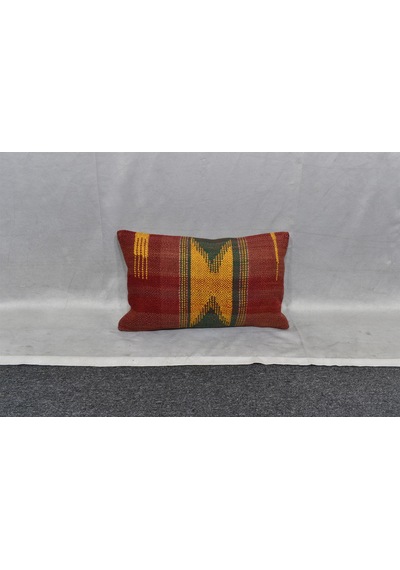 Zehra Abla Halı Yeni El Dokuma Dekoratif Lumbar Kilim Kırlent Yastık Kılıfı 6577 Çok Renkli