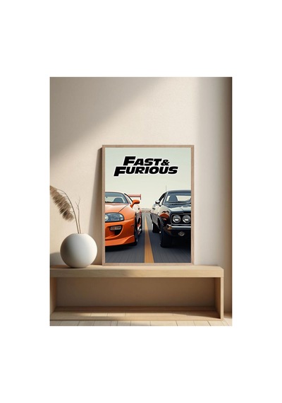 Fast & Furious Doğal Ahşap Çerçeveli Tek Parça Dekoratif Tablo Çok Renkli - 843839600 Çok Renkli