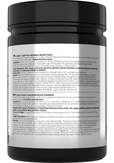 Bcaa Şeftali & Armut Mix Aromalı - 400 Gr - 40 Servis Amino Asit