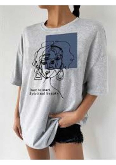 Kozia Outdoors Malkoçbey Baskılı Oyaka Oversize Unisex T-şhirt Gri Gri