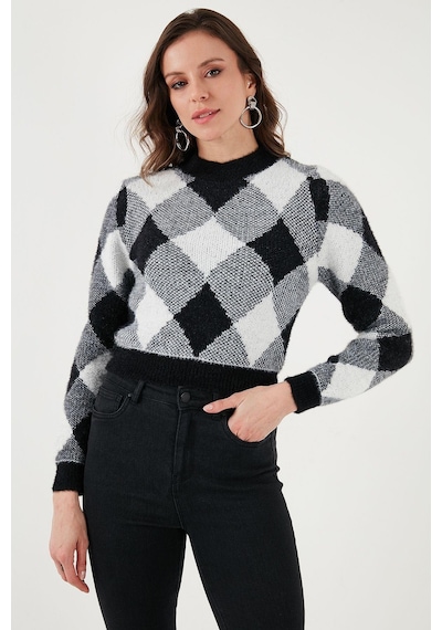 Fashıon Frıends Kadın Desenli Kazak 24k0194k1 Siyah