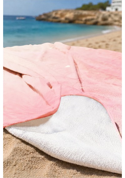 Pembe Degrade Estetik Plaj Havlusu - Minimalist Pastel Ombre Havuz Deniz Banyo Sahil Örtüsü Sessiz Tozu