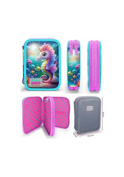 Coral High Su Yeşili Denizatı Kız Çocuk Okul Çantası Ve Organizer Kalemlik Seti 23772 11144 Su Yeşili
