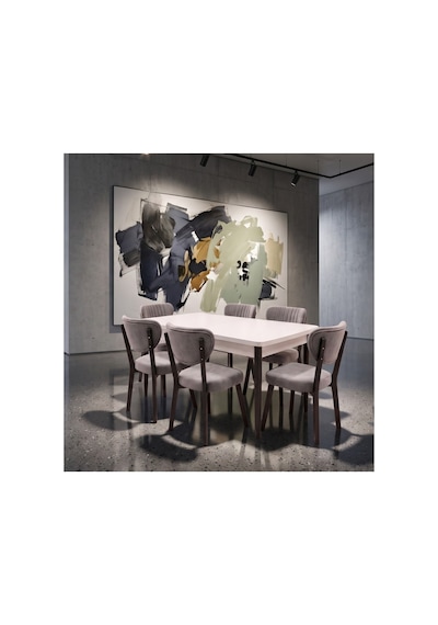 Sar Pakete Ada Serisi, 80x132 Açılabilir Mdf Mutfak Masası Takımı 6 Adet Sandalyeada008byzm06a Beyaz Sar Pakete Ada Serisi, 80x132 Açılabilir Mdf Mutfak Masası Takımı 6 Adet Sandalyeada008byzm06a Beyaz